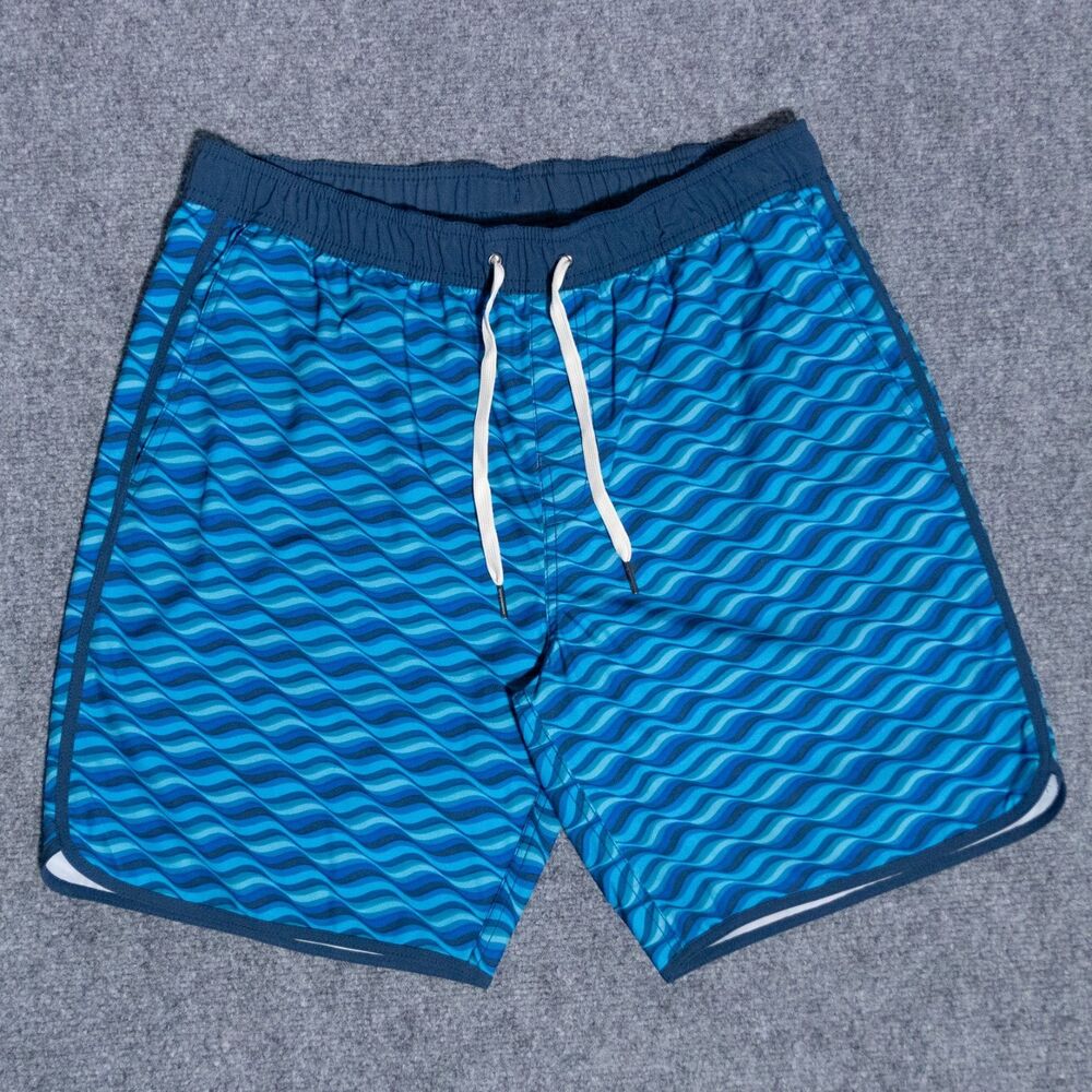 Fair Harbor The Anchor Lined Swim Trunks Shorts Geometric Blue Men's Large